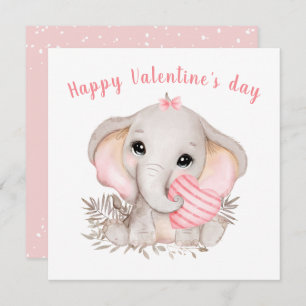 Carte Saint Eléphant Rose de Saint Valentin