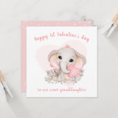 Carte Saint Eléphant Rose de Saint Valentin (Devant/Arrière en situation)