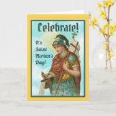 Carte Saint Florian avec seau (Ciel clair ; M 019) (Fleur jaune)