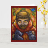 CARTE SAINT FRANCIS OF ASSISI & ANIMALS 2 CUSTOMIZE (Fleur jaune)