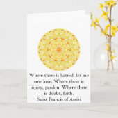 Carte Saint François d'Assise cite amour et foi (Fleur jaune)