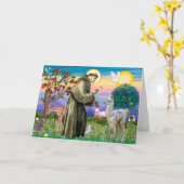 Carte Saint François et bébé lama (Fleur jaune)