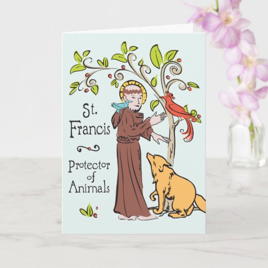 Carte Saint François, Protecteur des Animaux pour  (Orchidée)