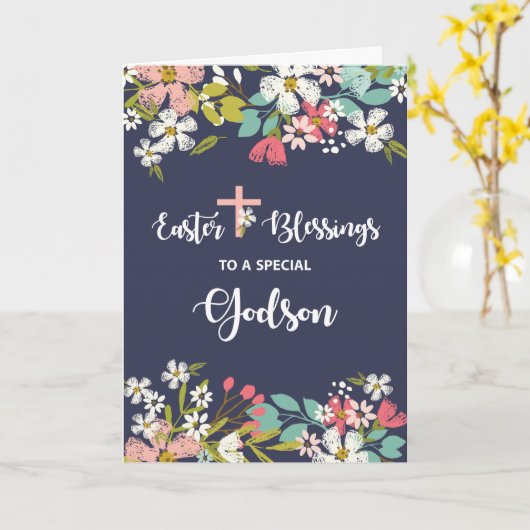 Carte Saint Godson Bénédiction de Pâques de fleurs Chris (Fleur jaune)