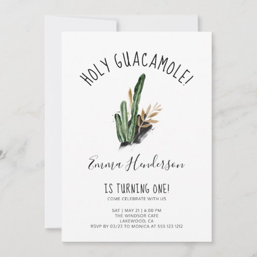 Carte Saint-Guacamole Mexicaine Moderne 1er Anniversaire (Devant)