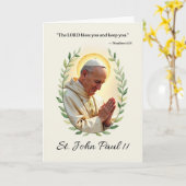 Carte Saint Jean-Paul II Paix et Bénédictions de Dieu (Fleur jaune)