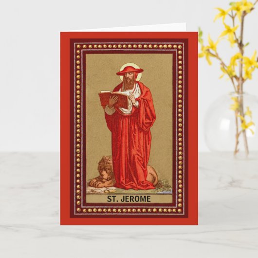 Carte Saint Jérôme, cardinal avec Lion (P 004) (Fleur jaune)