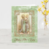 Carte Saint Joseph avec Bébé Jésus Aquarelle (Fleur jaune)