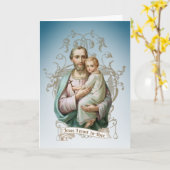 Carte Saint Joseph Bébé Jésus Religieux Catholique Saint (Fleur jaune)