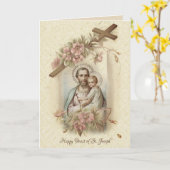 Carte Saint Joseph Fête de la prière catholique (Fleur jaune)
