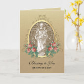 Carte Saint Joseph Jésus Fête des pères catholique Relig (Fleur jaune)