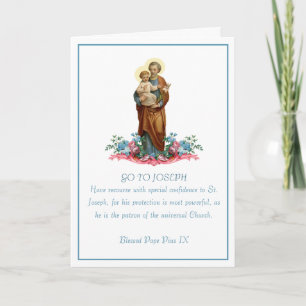 Carte Saint Joseph & Jésus Prière religieuse florale 