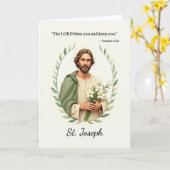 Carte Saint Joseph La paix de Dieu avec les Écritures (Fleur jaune)