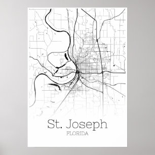 Carte Saint-Joseph - Missouri - Poster de la carte
