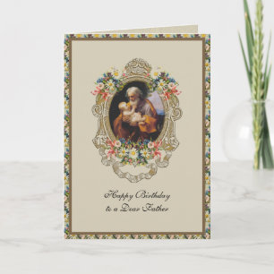 Carte Saint Joseph Père Papa Anniversaire Prière florale