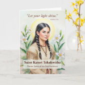 Carte Saint Kateri Tekakwitha Encouragement religieux (Fleur jaune)