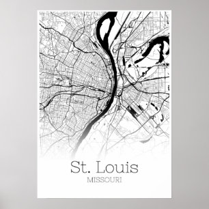 Carte Saint-Louis - Missouri - Poster de la carte 