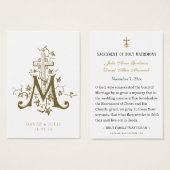 Carte Saint Mariage de Croix Marian Gold catholiqu (Devant & derrière)