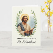 Carte Saint Matthew Fête Bénédiction Jour Fête Couronne (Fleur jaune)