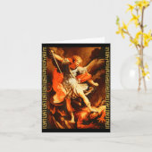 Carte Saint Michel vainquant Satan Archange Guerrier (Fleur jaune)