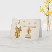 Carte Saint Nicolas, présents, heureux Sinterklaas (Fleur jaune)