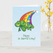 Carte Saint-Patrick, Arc-en-ciel, Shamrocks, Pièces d'or (Fleur jaune)