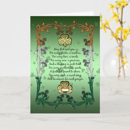 Carte Saint Patrick avec Bénédiction, Shamrock (Fleur jaune)