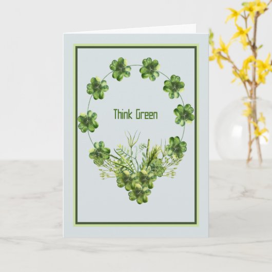 Carte Saint Patrick avec couronne Shamrock (Fleur jaune)