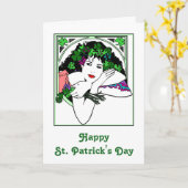 Carte Saint Patrick avec jolie dame (Fleur jaune)