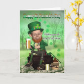Carte Saint Patrick - avec Leprechaun (Fleur jaune)