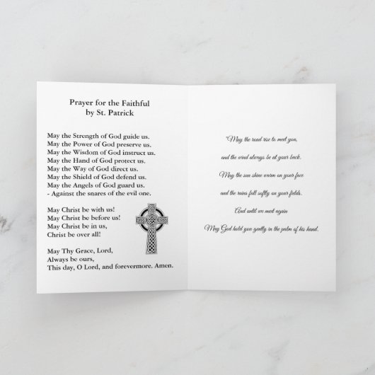 Carte Saint Patrick avec prière et bénédiction (Intérieur)