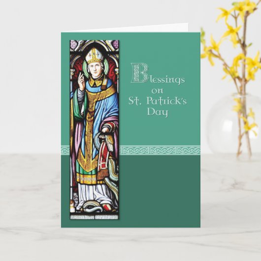 Carte Saint Patrick Bénédictions, Religieux Vert (Fleur jaune)
