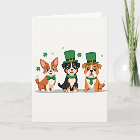 Carte Saint-Patrick Chiens Rayés (Devant)