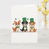 Carte Saint-Patrick Chiens Rayés (Fleur jaune)