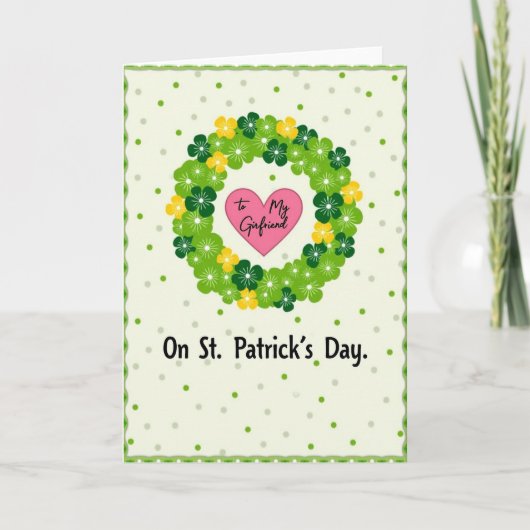 Carte Saint-Patrick Clover Heart pour petite amie (Devant)