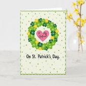 Carte Saint-Patrick Clover Heart pour petite amie (Fleur jaune)