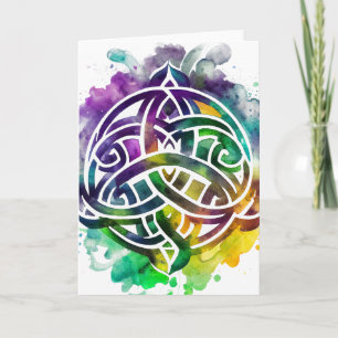 Carte Saint-Patrick coloré grunge celtique aquarelle jou