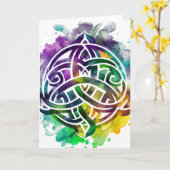 Carte Saint-Patrick coloré grunge celtique aquarelle jou (Fleur jaune)