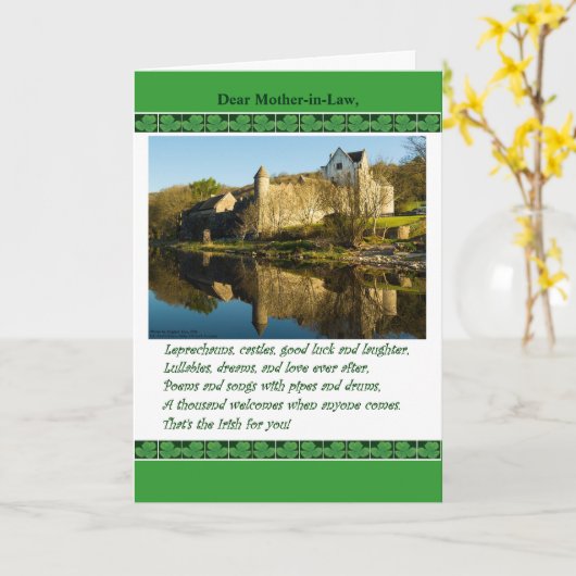 Carte Saint Patrick Day Mother-in-Law, Poem, Irish Castl (Fleur jaune)