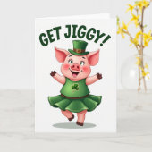Carte Saint-Patrick Get Jiggy Pig (Fleur jaune)