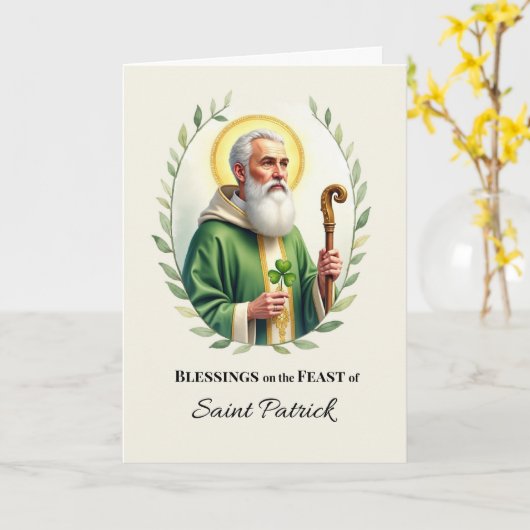 Carte Saint Patrick Jour de Fête Bénédictions Aquarelle  (Fleur jaune)