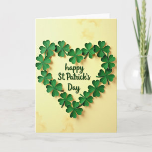 Carte Saint-Patrick motif cœur de trèfle