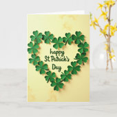 Carte Saint-Patrick motif cœur de trèfle (Fleur jaune)