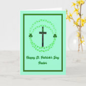 Carte Saint Patrick pour Pasteur avec Croix (Fleur jaune)