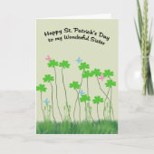 Carte Saint Patrick pour Soeur avec Shamrock (Devant)