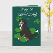 Carte Saint Patrick’s Day Bernese Mountain Dog (Fleur jaune)