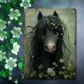 Carte Saint-Patrick Shamrock et Cheval mignon