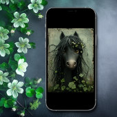 Carte Saint-Patrick Shamrock et Cheval mignon