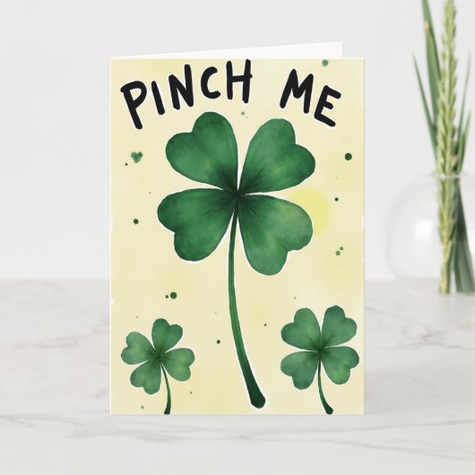 Carte Saint-Patrick Trèfle Pincez-Moi (Devant)