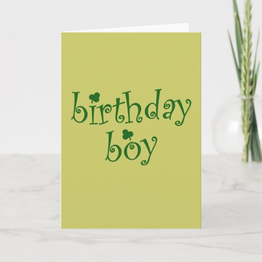 Carte Saint Patrick's Birthday Boy avec Shamrock (Devant)